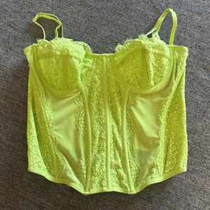 Lace Bustier Top in Neon Green